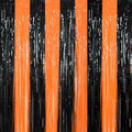TONIFUL 2Pcs Black Orange Door Streamers,Photo Booth Backdrop Metallic Streamers Foil Fringe Curtains for Birthday,Christmas,New Year,Bachelorette,Halloween Party Streamers Decor(9.9ft x 6.6ft)
