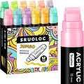 12 Pastel Colors Jumbo Markers, 15mm Jumbo Felt Tip, Acrylic Paint Markers for Rock Painting, Poster, Stone, Ceramic, Glass, Wood, Canvas