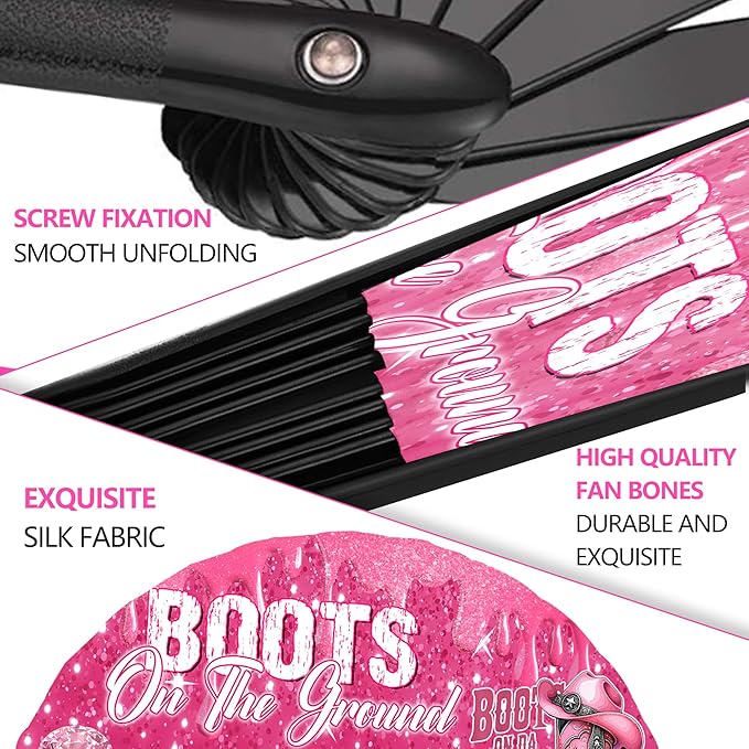 Boots On The Ground Hand Fan,Where Them Fans At Folding Fans,Clapping Clacking Fans For Line Dancing Unique Oriainal Pattern for Party Props Perfect Gifts for Line Dance Lover (Style 2)
