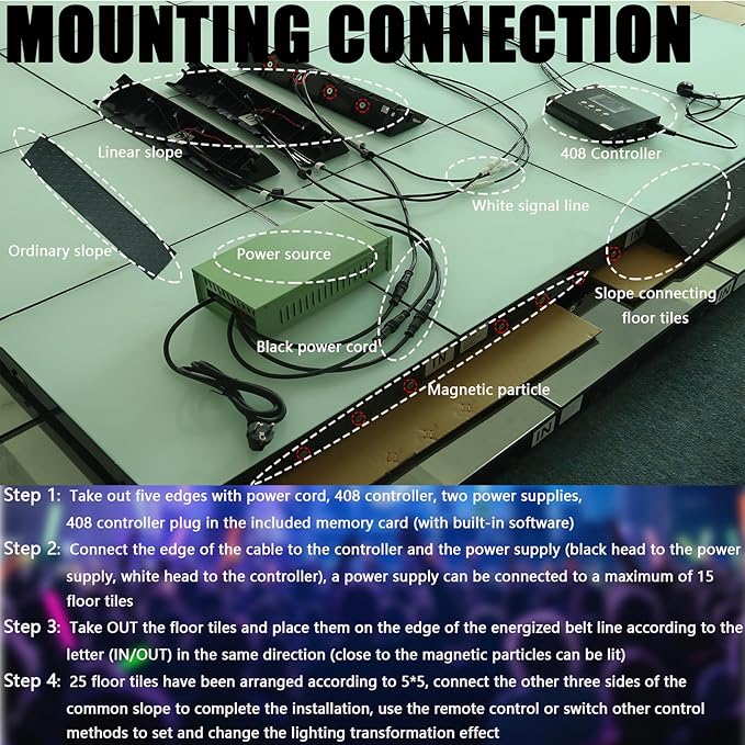 Dance Floor Stage Lights Tempered Glass Infinity Mirror Panel 3D Effect Led Dance Floor for Wedding Party Customizable (RGB-Magnetic, Customize)