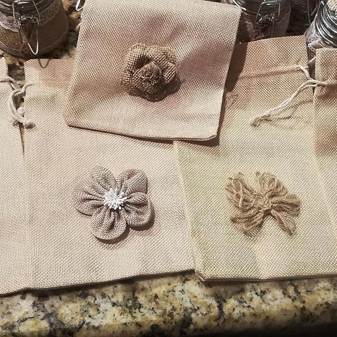 ZOENHOU 50 Packs 5 x 7 Inch Large Burlap Bags with Drawstring, Durable Jute Drawstring Bags, Dustproof Burlap Sacks for Favors Party DIY Craft