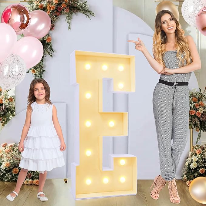 4ft Marquee for Letters E, Large Light up Letters 4ft, Multifunctional Large Marquee for Letters 4 Feet Tall for Party Decorations, Letter Balloons, Wedding Decor, Proposal Decorations (Letters E)