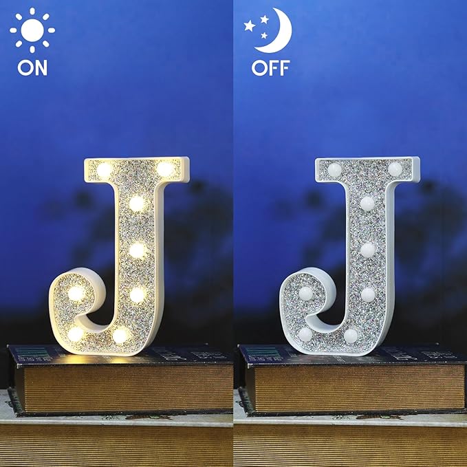 Glitter Light Up Letters & Signs - Alphabet, Numbers & J for Table Decor, Prom, Events & Engagement Parties