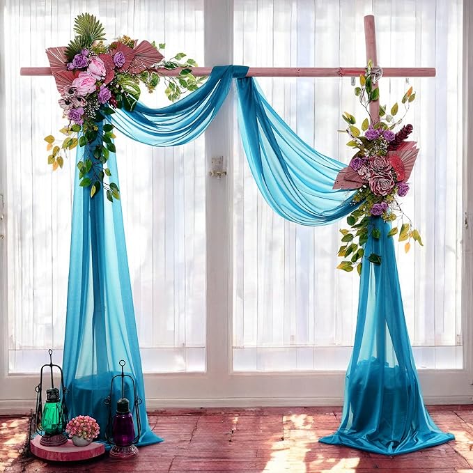 MDS Halloween Chiffon Draping Fabric - 1 Panel, 30" Wide x 100ft Long - Sheer Spooky Arbor & Canopy Drapery for Haunted House Backdrops, Party Ceilings, DIY Costumes & Themed Events - Dark Teal