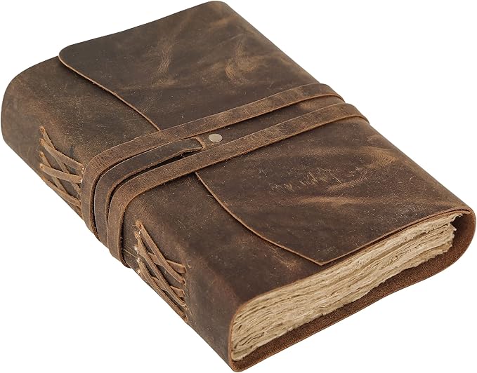 Handmade Leather Journal | Writing Notebook Diary | Bound Daily Notepad For Men & Women Unlined Paper Medium, writing pad for artist, sketch