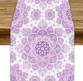 Purple Pink Mandala Table Runner, Traditional Indian Boho Mandala Flowers Print Table Runne for Kitchen Dining Table Office Wedding Party Holiday Home Decor, 13x108inch