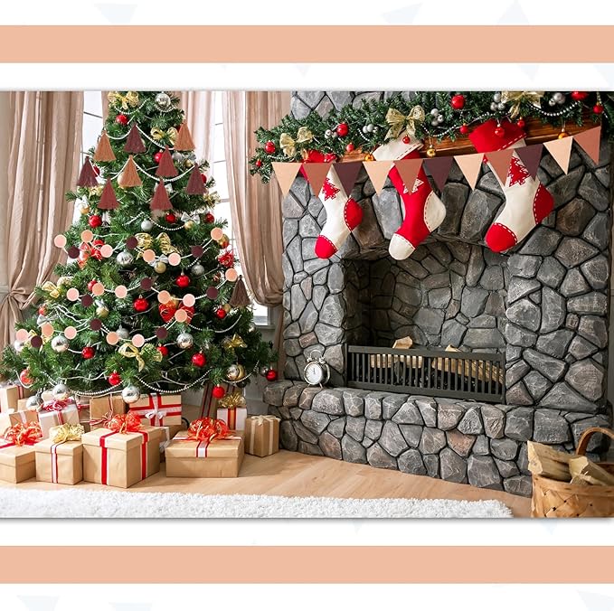 Irenare 9.8 ft Pom Pom Garland Felt Colorful Tassel Banner Christmas Party Pompoms Garland Decorations Felt Pennant Banner for Classroom Home Mantel Fireplace Birthday(Gradient Brown)