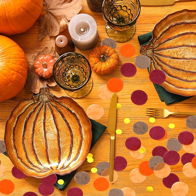 Skylety 1 Inch Thanksgiving Confetti for Table Decorations Orange Autumn Thanksgiving Party Decorations for Friendsgiving Harvest Party Supplies, 60g of Pack