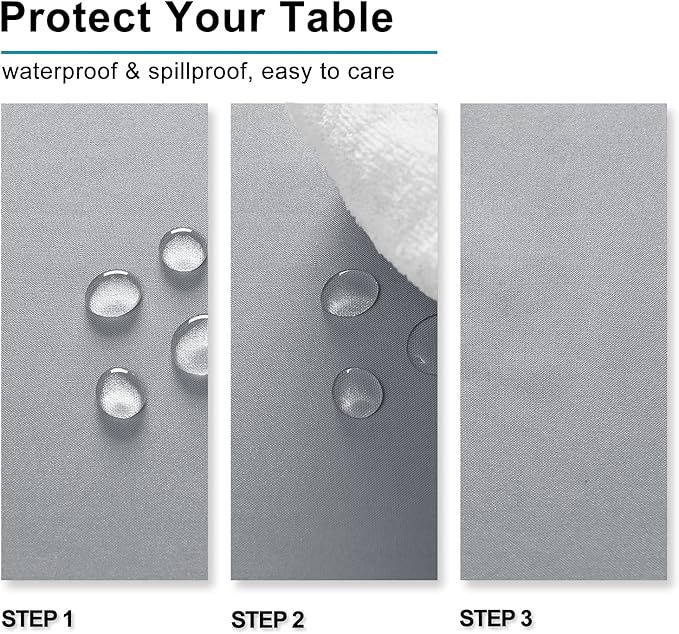Hiasan Silver Grey Rectangle Tablecloth - Waterproof and Spillproof Washable Fabric Table Cloth for Dining Room Kitchen Party and Outdoor, 70 x 90 Inch