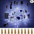 Wine Bottle Lights with Cork, 10 Pack Battery Operated LED Cork Shape Silver Copper Wire Colorful Fairy Mini String Lights for DIY, Party, Decor, Christmas, Halloween,Wedding (Cool White)