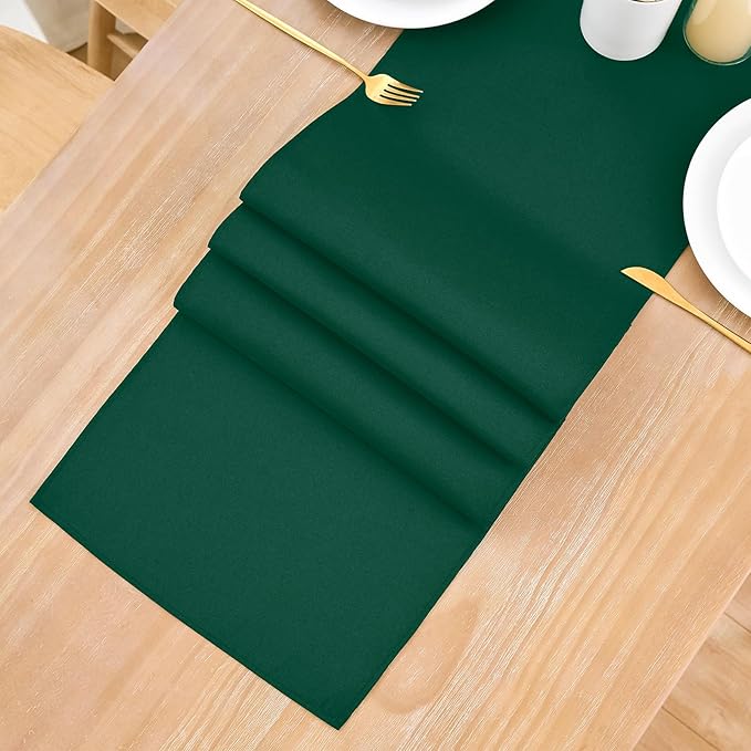2 Pack Green Small Short Table Runner 12 x 48 Inch Solid Color Runners Coffee Table Dresser for Daily Party Home Decoration