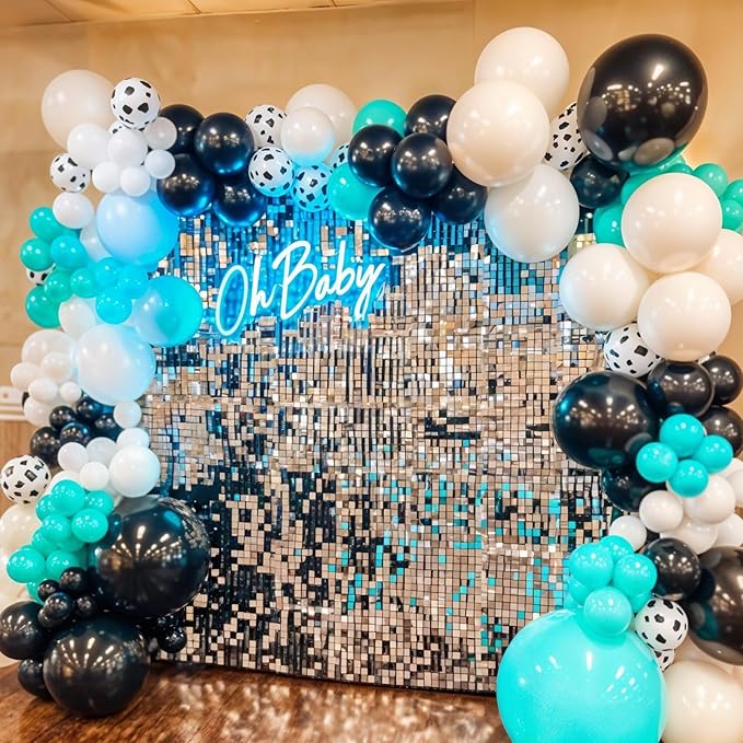 Cow Print Balloons,12Inch Teal Blue Brown Sand White Cow Latex Balloons for Girls Boys Baby Shower Party Farm Western Cowboy Party Decorations Supplies