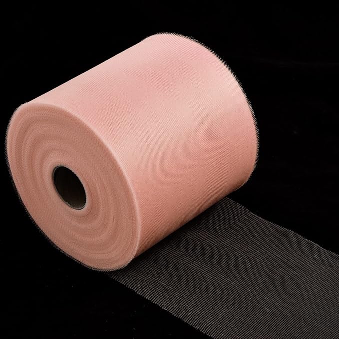 Tulle Fabric Roll, 6” by 200 Yards (600FT) Tulle Organza Fabric Spool for DIY Tutu Skirt Baby Shower Decor Wedding Backdrop Crafts Birthday Party Supplies(New-Champagne)