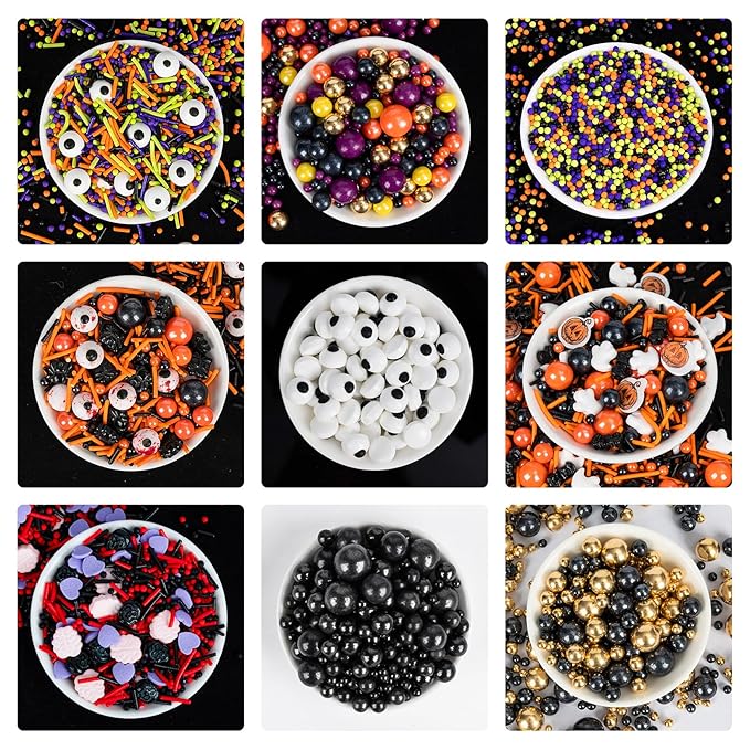 Halloween Edible Pearl Sprinkles,Nonpareils Purple Black Green and Orange Mix,Cute Pearls Cake Candy,Mini Sugar Sprinkles for Decorations Baking,Cake Ice Cream Cookies Cupcake Toppe Chocolate,Birthday Halloween Christmas Supplie 130g/4.58oz