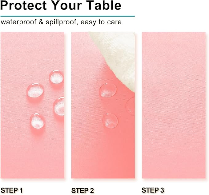 Hiasan Rose Pink Tablecloth for Rectangle Tables - Waterproof Washable Polyester Fabric Table Cloth for Buffect Dining Birthday Party Wedding, 54 x 120 Inch
