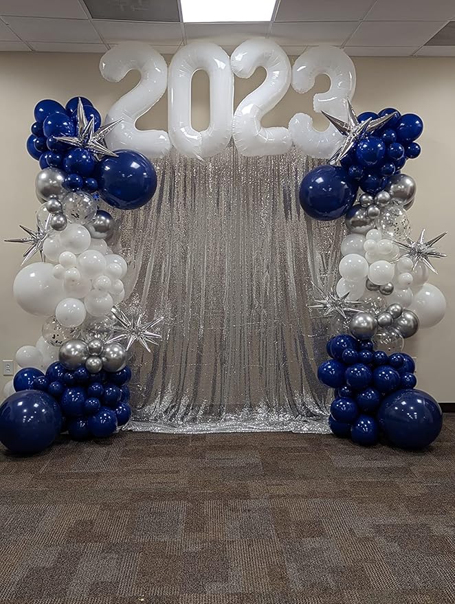 Silver Sequin Backdrop Curtains - 2 Panel 2FTx8FT Glitter Drapes for Wedding, Birthday, Bridal Party