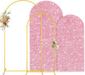 MODFUNS Arch Backdrop Stand and Cover 6&7.2ft Pink Gold Sequins Arch Cover Set of 2 Metal Arch Stand with Covers Double Sided Sparkle Backdrop Stands for Wedding Party Birthday Decor