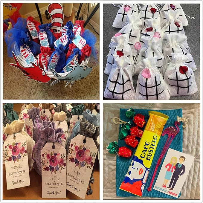 Burlap Bags with Drawstring, 20pcs Assorted Colored Small Jute Bags Christmas Wedding Party Favor Gifts Bags, Jewelry Candy Pouches 2.7 x 3.5 inch