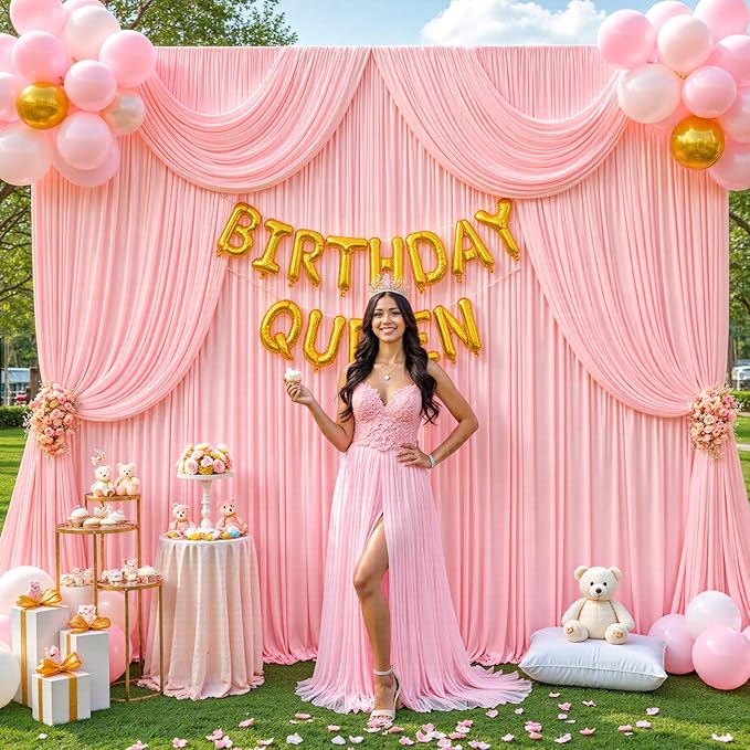 50ft x 12ft Blush Pink Backdrop Curtains Wrinkle Free Backdrop Curtain for Wedding Parties Pink Fabric Backdrops Drapes Back Drop Cloth Bridal Shower Stage Curtains Wedding Decorations for Reception