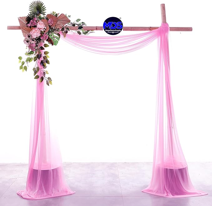 MDS Halloween Chiffon Draping Fabric - 1 Panel, 30" Wide x 20ft Long - Sheer Spooky Arbor & Canopy Drapery for Haunted House Backdrops, Party Ceilings, DIY Costumes & Themed Events - Bubblegum Pink