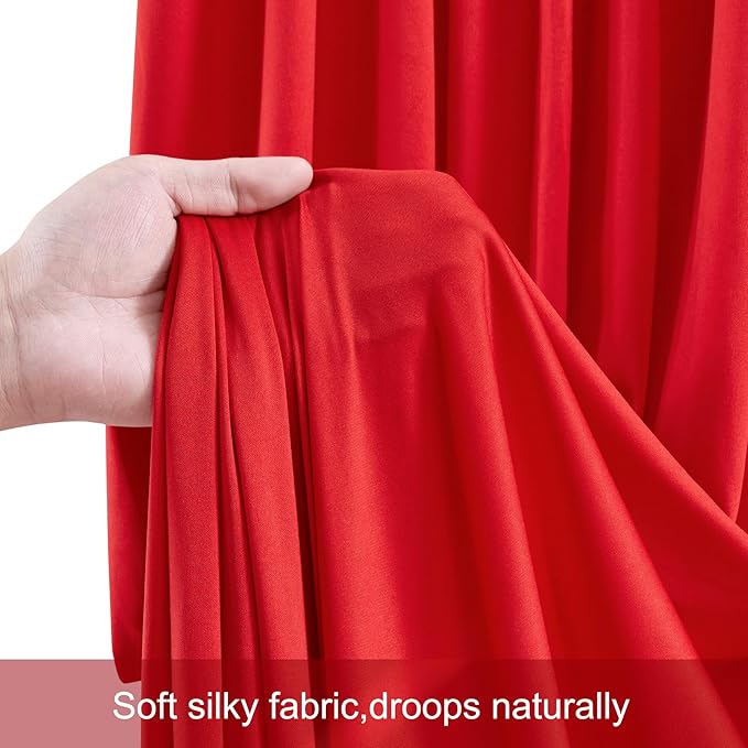 40ft x 12ft Red Backdrop Curtains Wrinkle Free Backdrop Curtain for Wedding Parties Red Fabric Backdrops Drapes Back Drop Cloth Bridal Shower Stage Curtains Wedding Decorations for Reception