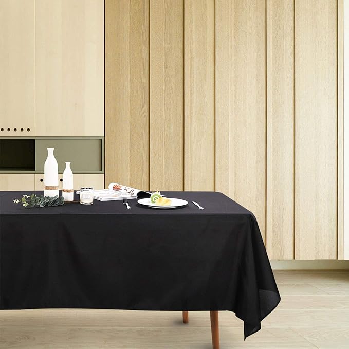 Ascoza 12pack 90x132 Inch Black Rectangular Tablecloth 8 Feet Table Cloth in Polyester Fabric for Wedding/Banquet/Restaurant/Parties