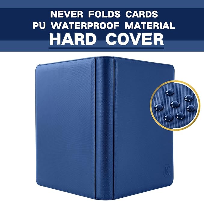 1000+ Pockets Trading Card Binder, 16-Pocket Card Ablum Compatible with MTG,Sports Cards & Other Standard Size Trading Cards (Blue)
