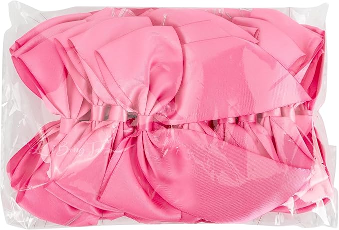 5'' Hot Pink Bow Party Decorations Satin Bows, Twist Tie Bows for Treat Bags, Cake Pops, Pre-Tied Bow Premade Ribbon Bows for Crafts, Holiday Bows for Gift Wrapping, Wedding Decor-24 Counts