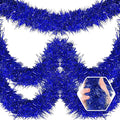 50 Feet Christmas Foil Fringe Banner Metallic Tassle Garland Metallic Backdrop Parade Floats Shiny Hanging Ceiling, Valentine's, Wedding, New Year Party Decorations(2" x 50', Blue)