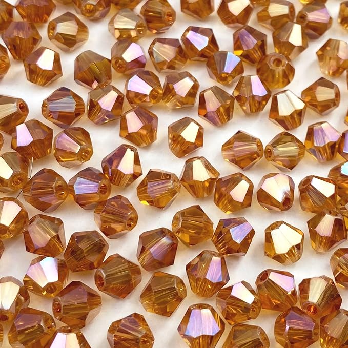 400pcs 4mm Bicone Crystal Glass Beads Loose Spacer Beads Faceted Craft Beads for Jewelry Making DIY Necklace Bracelet Earring Wind Chimes Suncatchers Ornamen(Wine AB)