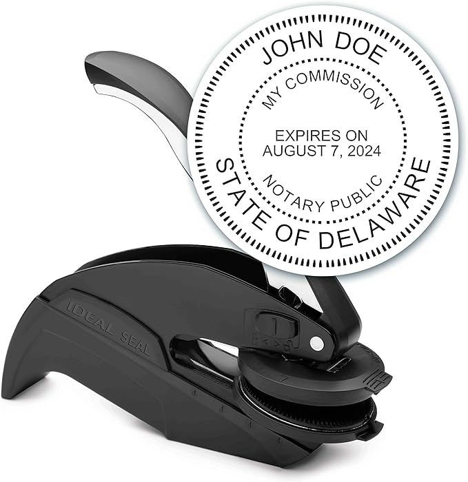 MaxMark Notary Seal Round Embosser for Delaware State - Includes Gold Burst Seal Labels (50 Count)