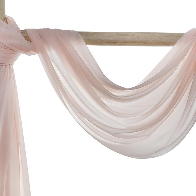 VDS Pack of 2 Panel (30 Inch X 100 Feet) Wedding Arch Draping Fabric Sheer Chiffon Fabric Drapery for Wedding Ceremony Reception Swag Backdrop Canopy Chuppah ARBO Altars Decoration (Nude)