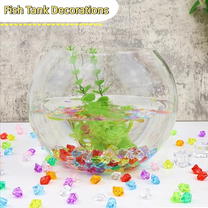 YATOJUZI 500pcs Fake Ice Cubes Purple Assorted Acrylic Crushed Rocks Vase Fillers Plastic Diamonds Gems for DIY Party Wedding Centerpiece Table Scatter Prop Display 0.5" (Random Color)