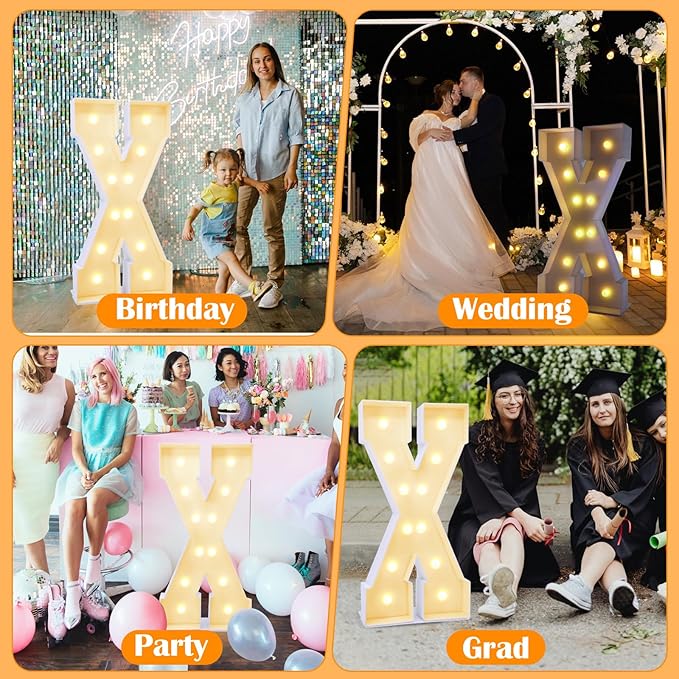 4ft Marquee for Letters X, Large Light up Letters, Multifunctional Large Marquee for Letters 4 Feet Tall for Party Decorations, Letter Balloons, Wedding Decor, Proposal Decorations (Letters X)