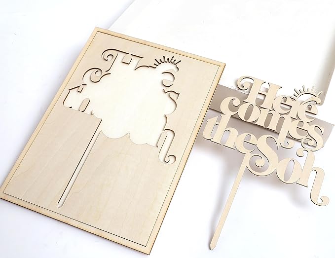 Here Comes the Son Cake Topper - Baby shower for Wooden Party Decor,Boho Photo Booth Props,Summer Sea Theme Birthday Party Surprise Decorations,You Are My Sunshine Cake Topper (Here Comes the Son)