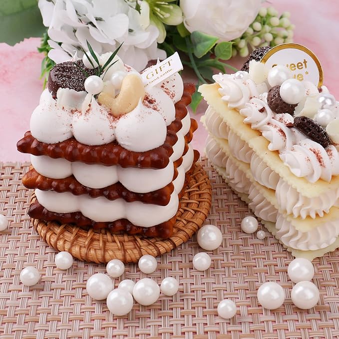 White Pearl Sprinkles for Cake Decorating, 11.3 Oz Edible Pearls Sugar 4 Sizes Gift Box Set for Baking Cookie Ice Cream Cupcake Toppings