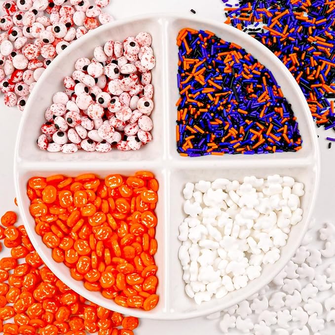 Halloween Sprinkles for Cake Decorating, Edible Candy Eyeballs, Pumpkin Sugar Sprinkles Mix, 160g/5.64oz, Perfect for Cake Decoration, Cupcake Decorations Ice Cream Toppings