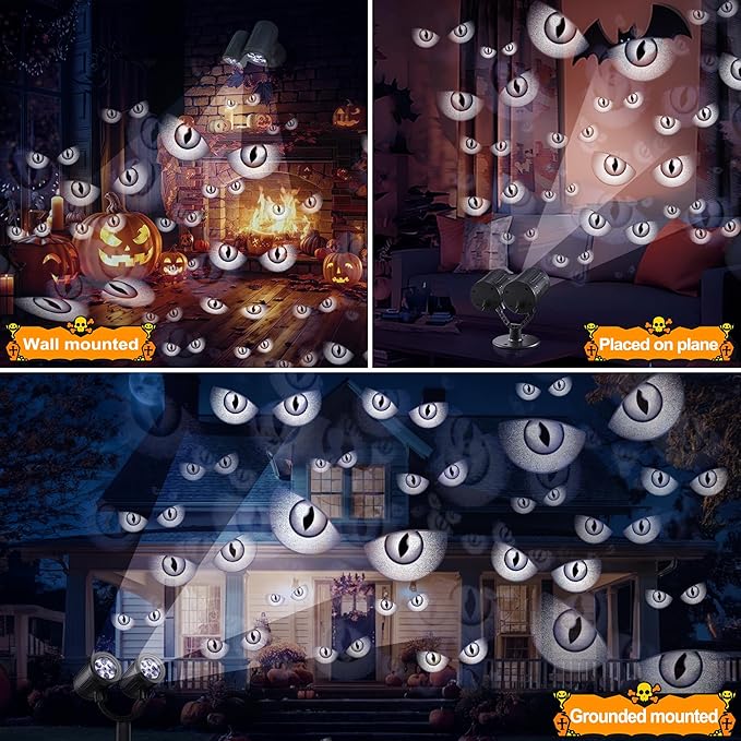 Halloween Lights Projector, Halloween Decorations Lighting Projector, with Timer Led Grey Evil Devil Eyes Light, for Holiday Party Garden Patio Yard Outdoor Indoor Landscape Decor