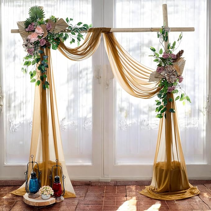 MDS Halloween Chiffon Draping Fabric - 1 Panel, 30" Wide x 50ft Long - Sheer Spooky Arbor & Canopy Drapery for Haunted House Backdrops, Party Ceilings, DIY Costumes & Themed Events - Mocha
