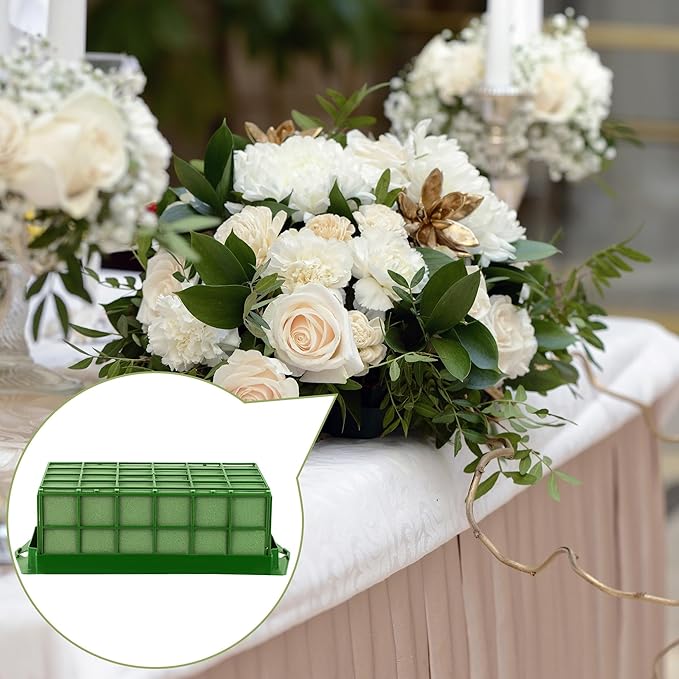 Aodaer 6 Pieces Floral Foam Cage with Floral Foam for Fresh and Artificial Flowers Rectangle Dry and Wet Flower Cage Bowl Holder for Wedding, Home and Garden Arrangement Decorations