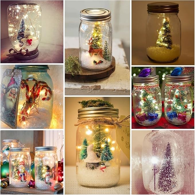 Urvoix Solar Mason Jar Lights - 12 Pack 30 Led Waterproof Jar Lids String Lights with 12 Handle, Perfect for Outdoor Garden Backyard Decorations