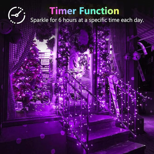 2 Pack 100LED Battery Operated Fairy Lights with Remote, 8 Modes LED String Lights with Timer, Dimmable, Memory Function, Waterproof Twinkle Lights for Outdoor Indoor Christmas Decor(Purple)