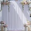 10×14 ft Wrinkle Free White Backdrop Curtain for Wedding Parties, 2 Panels 5×14ft Height Silky Polyester Photo Backdrop Drapes for Parties Birthday Baby Shower Photography Background Cloth
