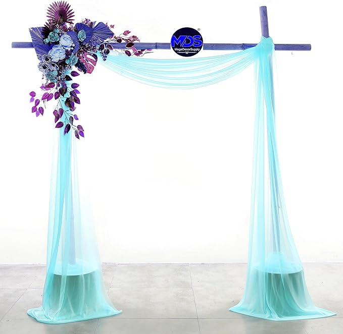 MDS Halloween Chiffon Draping Fabric - 2 Panel, 30" Wide x 20ft Long - Sheer Spooky Arbor & Canopy Drapery for Haunted House Backdrops, Party Ceilings, DIY Costumes & Themed Events - Teal