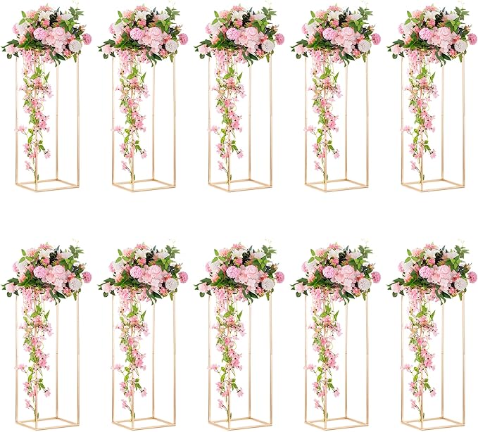 Gold Flower Stand for Table: 31.5” Tall Centerpiece Stand for Wedding Table Reception Floral Center Pieces with Home Decoration Party Event 10 PCS