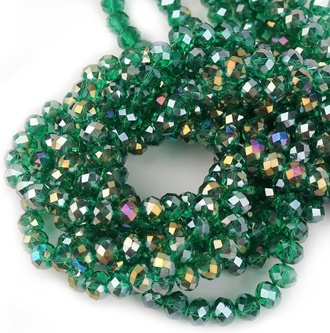 500Pcs 6mm Crystal Glass Beads for Jewelry Making Beads for Bracelets Necklace Pendants Making Supplies(Malachite Green)