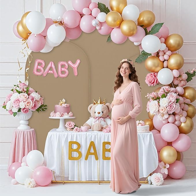 Wedding Arch Covers Arch Backdrop Cover Arch Stand Covers 7.2FT 6FT Set of 2 Arch Cover Spandex Fabric Stretchy Backdrop for Wedding Birthday Party Decoration Baby Shower (Khaki)