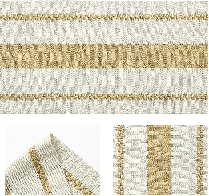 Artoid Mode Burlap Brown Farmhouse Woven Rustic Table Runner, Seasonal Holiday Hollow Kitchen Dining Table Decoration for Home Party Decor 12x48 Inch