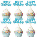 Gyufise Happy Birthday Cupcake Toppers Blue Glitter Birthday Cake Topper Picks Dessert Topper Decoration for Birthday Party Anniversary Celebration Pack of 24