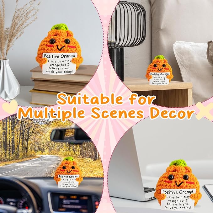 Crochet Emotional Support Orange-Handmade Mental Health Gifts for Friends,Family-Uplifting Gifts for Grandpa,Grandma Mom,Dad,Teens